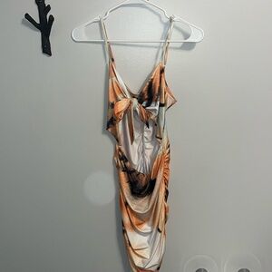 Multicolor, front wrap tie dress